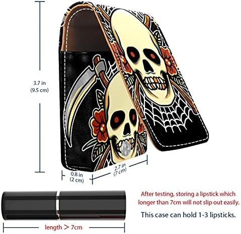 Ruj Kılıfı kozmetik çantası kozmetik düzenleyici Seyahat Makyaj Çantası Ruj Tutucu için Ayna ile Çanta Reaper Kafatası