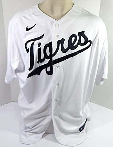 2022 Detroit Tigers Boş Oyun Verilen Beyaz Forma El Tigres KB Yama 56 DP38301 - Oyun Kullanılan MLB Formaları