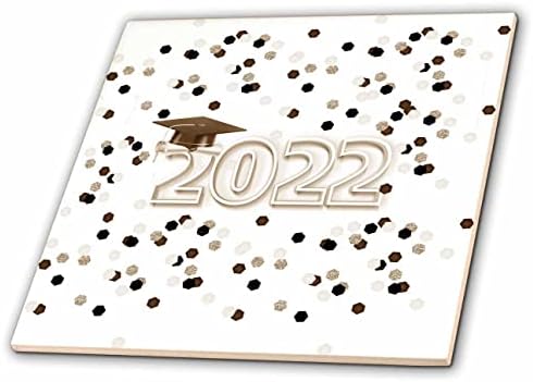 2022, Konfeti, Sepya Karolar Üzerine Mezuniyet Şapkası ve Diplomasının 3dRose Görüntüsü (ct_354201_1)