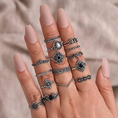 Kadın Moda Yüzük Festivali Takı Aksesuar 15 ADET Geometri Şekiller Alyans Moda Vintage Nişan Yüzüğü Anksiyete Yüzükler