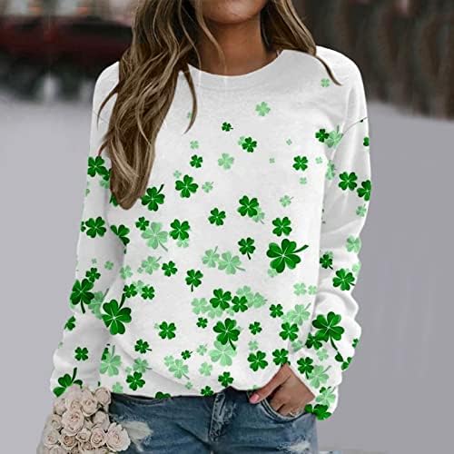 CGGMVCG Bayan St Patrick Günü Gömlek Uzun Kollu Ekip Boyun Shamrock T-Shirt Şanslı St Patrick Günü Giysileri Kadınlar