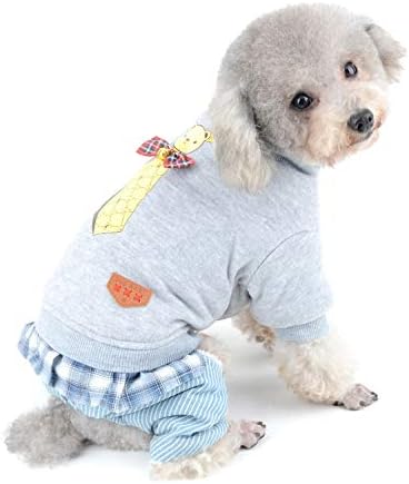 SELMAI Tulum Kediler için Kıyafetler Küçük Kız Köpekler için Baskı Papyon 4 Bacak Sıcak Polar Kazak çizgili pantolon