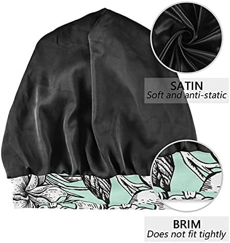 Kafatası Kap Uyku Kap Çalışma Şapka Bonnet Beanies Kadınlar için Modern Çiçek Çiçekler Siyah Beyaz Vintage Uyku Kap