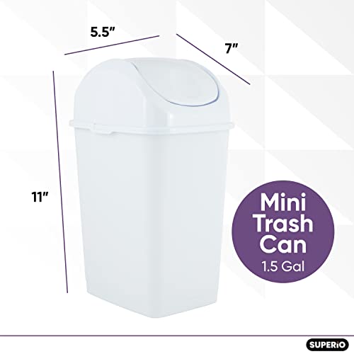Superıo 1.25 Gal Mini Plastik çöp tenekesi Salıncak Üst Kapaklı Küçük çöp kutusu Tezgah, Masa, Makyaj, Banyo 5 Quart