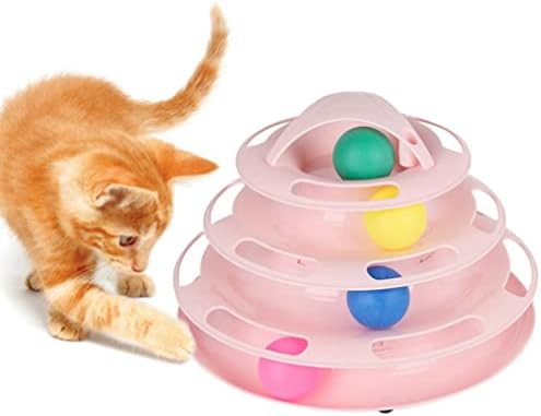 Ipetboom Oyuncaklar Kedi Oyuncak Rulo 4-Level Turntable Kedi Topları Topları ile Interaktif Eğlenceli Zihinsel Fiziksel
