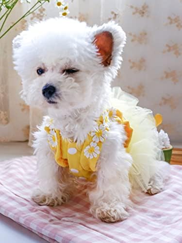 QWİNEE Şemsiye Baskı Köpek Elbise Çiçek Dekor Kedi Köpek Örgü Prenses Elbise Etek Nefes Yumuşak evcil hayvan yeleği