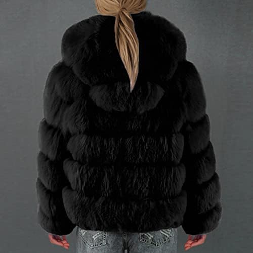 Faux Kürk Katı Ceket Kadınlar için Kabarık Uzun Kollu Kısa Ceket Sonbahar Kış Shearlıng Palto Tüylü Kalın Dış Giyim