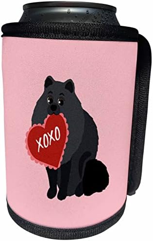 3dRose Siyah Pomeranian Valentine XOXO Köpek Kutusu Soğutucu Şişe Sargısı (cc_354286_1)