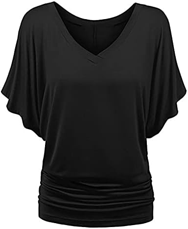 LYTRYCAMEV Bluzlar Kadınlar için Moda Bayan İş Rahat Kıyafetler İş Yaz Seksi Üstleri Zarif Kısa Kollu Gömlek Tee
