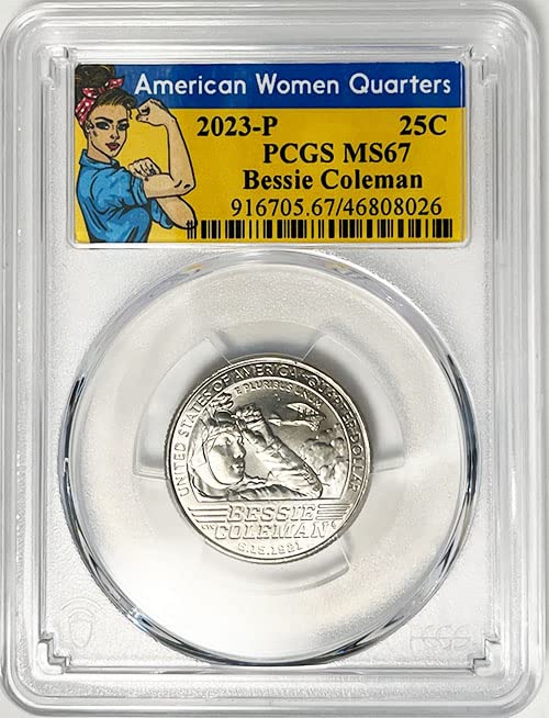 2023 P BU Amerikalı Kadınlar Mahallesi Bessie Coleman Mahallesi MS 67 Rosie Etiketi PCG'LER