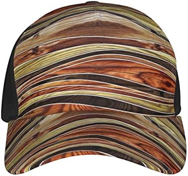 Ahşap Tahta Doku Baskılı beyzbol şapkası, Ayarlanabilir geniş şapka, Tüm Hava Koşullarına Uygun Koşu ve Açık Hava