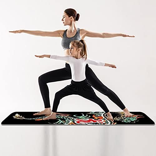 Kalın Kaymaz Egzersiz ve Fitness 1/4 yoga mat Çin Ejderha Baskı Yoga Pilates ve Zemin Fitness Egzersiz (61x183cm)