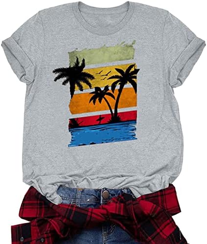Kızlar Grafik Bluzlar Tekne Boyun Bluzlar Kısa Kollu Plaj Seksi Hawaii Tropikal Yaz Sonbahar Bluzlar Giyim SB