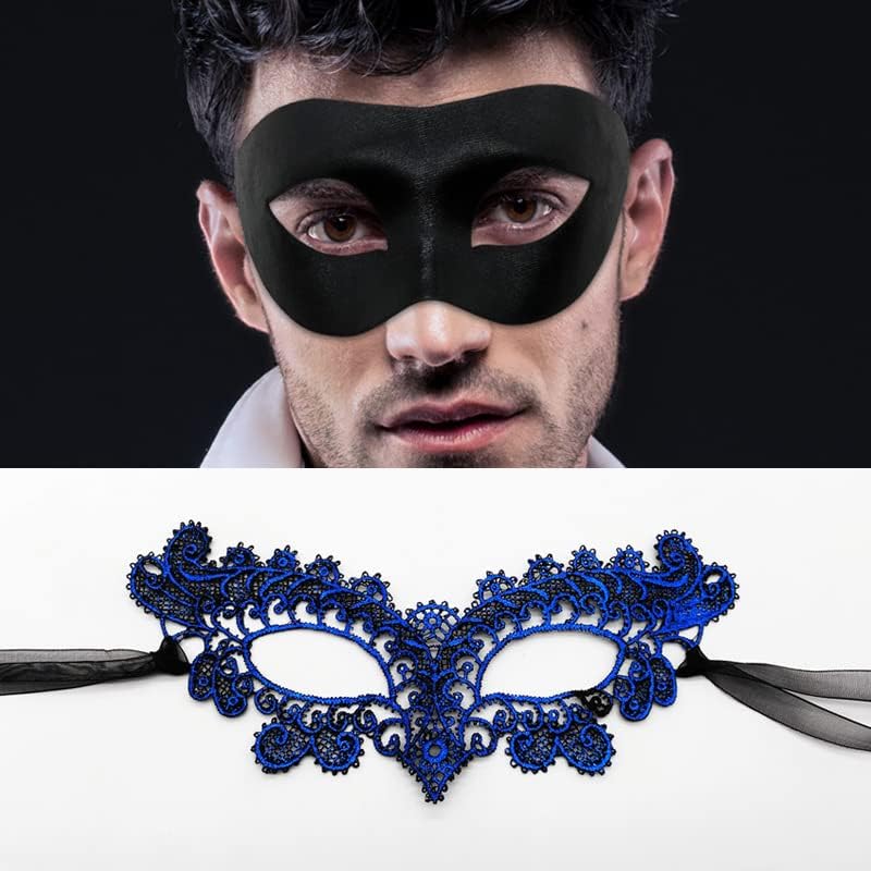 2 Paket Cadılar Bayramı Maskesi Moda Dantel Çift Maskeli Maskeleri Venedik Kadın Erkek Maskesi / Parti / Balo Balo