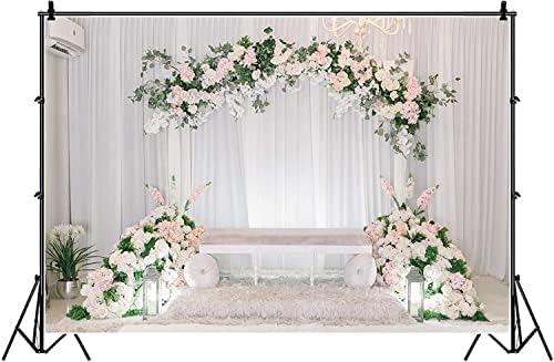 Yeele 9x6ft Kapalı Düğün Zemin Pembe Çiçek Beyaz Perde Fotoğraf Arka Plan sevgililer Günü Düğün Gelin Parti Süslemeleri