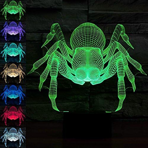 SUPERNIUDB 3D Örümcek Gece lambası Illusion Lamba Etkisi 7 Renk Değişimi Yaratıcı Tasarım Gece Lambası