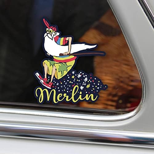 2 Paket Merlin Sihirli Etiket Kılıç Taş Serisi İşareti 6.5 x 7.6 Çıkarılabilir Çıkartması Ev Kapı Araba Tampon Pencere