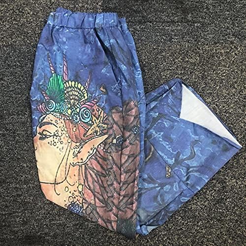 DSODAN kapri pantolonlar Kadınlar için, Rahat Geniş Bacak Palazzo Capri Uzunluk Boho Baskı Rahat Moda Kırpılmış cepli
