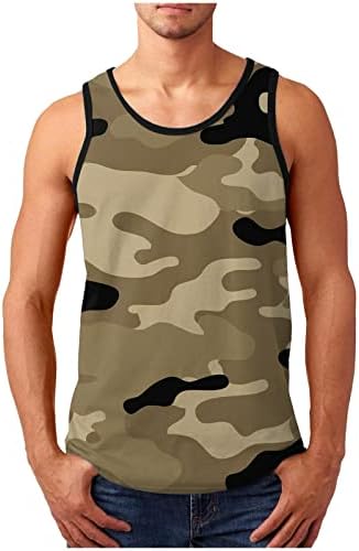 WENKOMG1 erkek Crewneck Camo Tankı Üstleri Rahat Yaz Kolsuz Tee Gömlek Moda Spor Üstleri Açık Fanila L0325