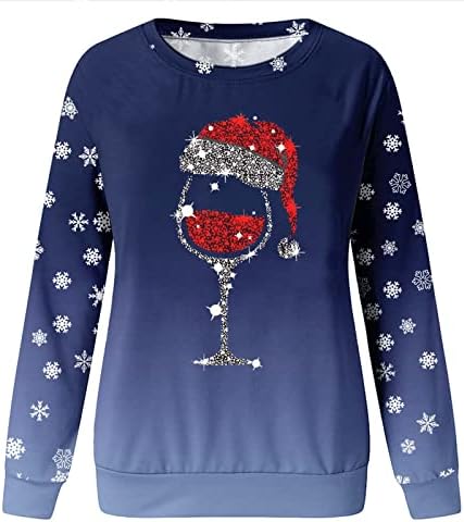 Zpervoba Noel Tişörtü Kadınlar için Komik Noel Ren Geyiği Baskı Uzun Kollu Gömlek Yenilik Crewneck Çirkin noel kazağı