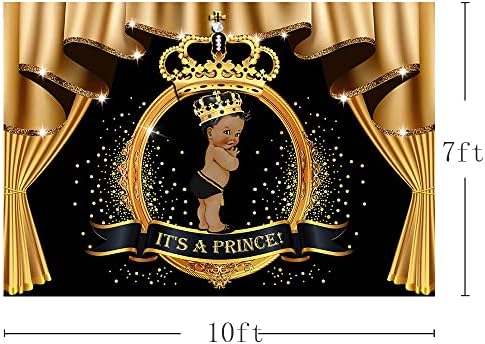 MEHOFOND Bu Bir Prens Bebek Duş Zemin Prens Siyah Altın Parti Süslemeleri Taç Perde Elmas Kraliyet Prens Fotoğraf