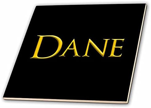 Amerika'da 3dRose Dane ortak erkek adı. Siyah hediye fayanslarında sarı (ct_349278_1)
