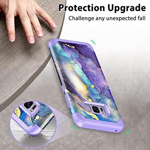 Galaxy S8 için Rancase Durumda, Üç Katmanlı Ağır Darbeye Dayanıklı Koruma Sert Plastik Tampon +Yumuşak silikon kauçuk
