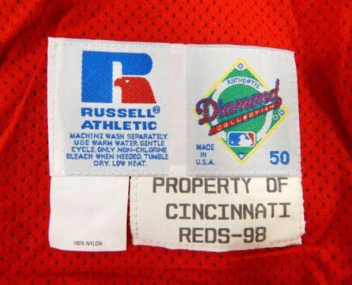 1998 Cincinnati Reds Boş Oyun Yayınlanan Kırmızı Forma Vuruş Uygulaması 50 DP21666 - Oyun Kullanılmış MLB Formaları