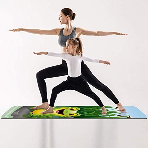 Kalın Kaymaz Egzersiz ve Fitness 1/4 Yoga mat Kurbağa Hayvan Yaz Baskı Yoga Pilates ve Zemin Fitness Egzersiz (61x183cm)