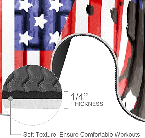 Siebzeh Amerikan Bayrağı Tuğla Duvar Premium Kalın Yoga Mat Çevre Dostu Kauçuk Sağlık ve Fitness Kaymaz Mat Her Türlü