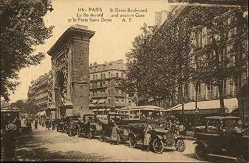 Le Boulevard et la Porte Saint Denis Paris, Fransa Orijinal Antika Kartpostal