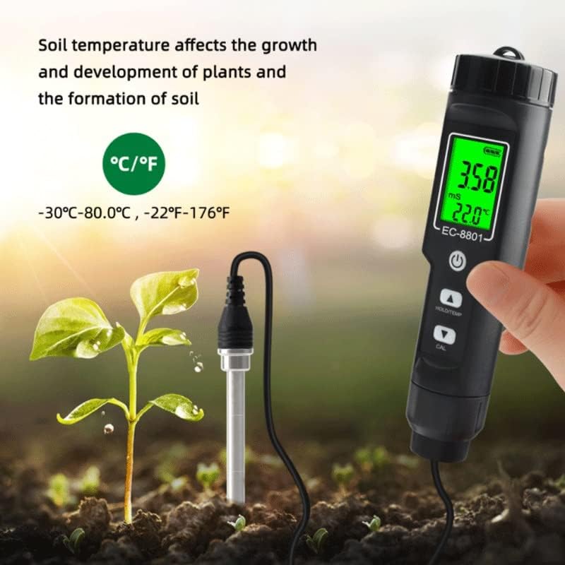 GHGHF Taşınabilir Dijital EC / Sıcaklık Toprak tester ölçer Çiftlik Ölçüm Arkadan Aydınlatmalı Ekran Çıkarılabilir