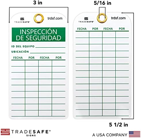 TRADESAFE ispanyol Güvenlik Muayene Etiketleri, Inspección de Seguridad-30 Fermuarlı 30 Güvenlik Etiketi, Dayanıklı