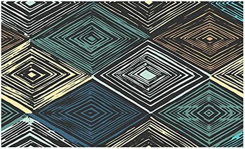 Ambesonne Geometrik Seramik Diş Fırçası Tutacağı, Batik Efektli Retro Renklerde Elle Çizilmiş Eşkenar Dörtgen Motifleri