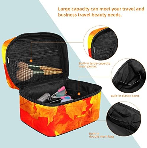 Makyaj çantası, Seyahat Makyaj kozmetik çantası Kadın Erkek, Sonbahar Turuncu Akçaağaç Yaprağı Şükran Günü