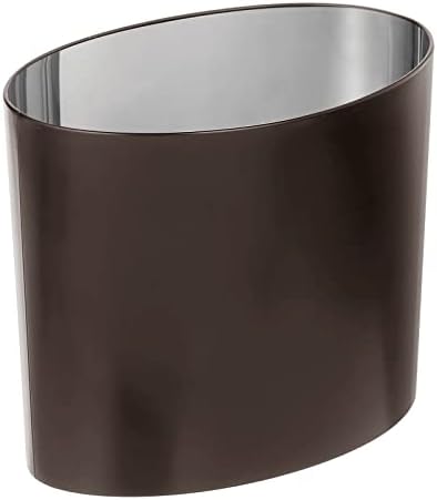 mDesıgn Metal Modern Oval Küçük 1.8 Galon/ 6.9 Litre Çöp Tenekesi, Banyo için Çöp Kovası, Yatak Odası Çöp, Atık, Kağıt,