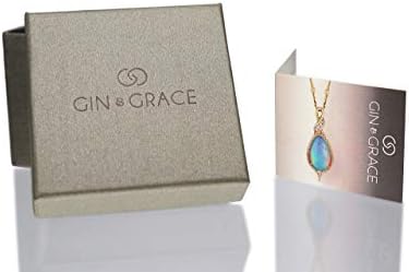 Gin & Grace 10K Beyaz Altın Doğal Etiyopya Opal ve Pırlanta (I1) Küpe Kadınlar için.