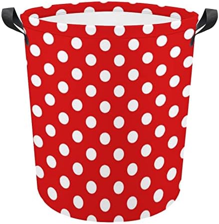 Kırmızı Beyaz Polka Uğur Böceği Nokta çamaşır sepeti Katlanabilir Uzun Elbise Sepeti Kolları ile saklama çantası