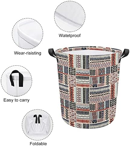 Afrika Kente Tribal Baskı çamaşır sepeti Sepet Çanta Çamaşır Kutusu saklama çantası Katlanabilir Uzun Kolları ile