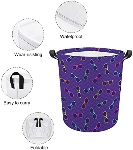 Gözlük Dikişsiz Pattern1 çamaşır sepeti Sepet Çanta Çamaşır Kutusu saklama çantası Katlanabilir Uzun Kolları ile