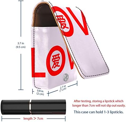 ORYUEKAN Ruj Kılıfı Ayna ile Sevimli Taşınabilir Makyaj Çantası kozmetik torbası, Kawaii Pembe Aşk