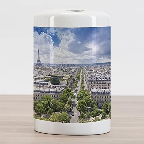 Ambesonne Avrupa Seramik Diş Fırçası Tutacağı, Hava Paris Eyfel Kulesi Fransız Mirası Kültür Mimarisi Görüntüsü, Banyo