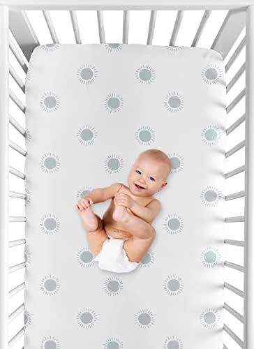 Tatlı Jojo Tasarımları Beyaz ve Mavi Boho Güneş Erkek veya Kız Gömme Beşik Levha Bebek veya Bebek Yatağı Kreş-Arduvaz
