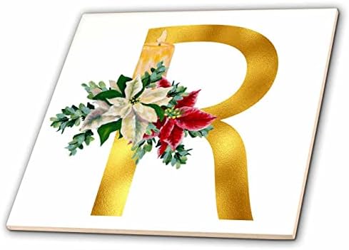 Altın Monogram İlk R-Fayans 3dRose Noel Çiçek Görüntü (ct-371561-1)