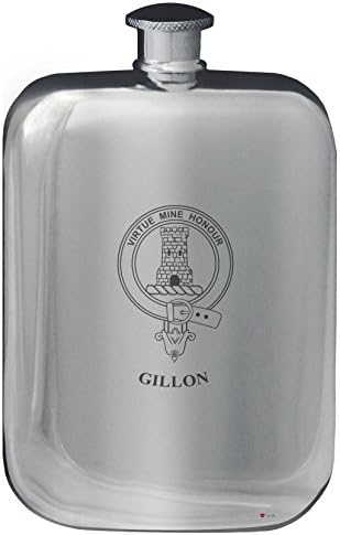 Gillon Aile Crest Tasarım Cep Hip Flask 6 oz Yuvarlak Cilalı Kalay