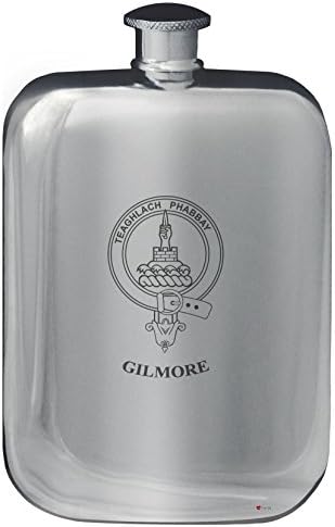 Gilmore Aile Crest Tasarım Cep Hip Flask 6 oz Yuvarlak Cilalı Kalay