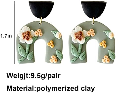 El yapımı Polimer Kil Yumuşak Çömlek Oyma Çiçek Dangle Küpe Benekli Tatlı Güzel Geometrik Gökkuşağı Damla Küpe Kadınlar