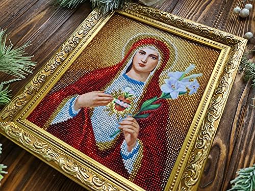 Tertemiz Kalp Mary Boncuk Nakış kiti Din Katolik Simge DIY Oya Goblen Kitleri Boncuklu Çapraz Dikiş Meryem Our Lady