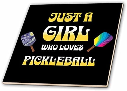 3dRose Sevimli Sadece Pickleball Sporunu Seven bir Kız Çizgi Film Pickleball Oyuncusu-Fayans (ct-371060-7)